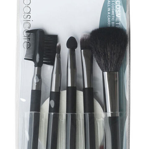 Basicare 5 Piece Cosmetic Application Brush Set with Foundation Sponge