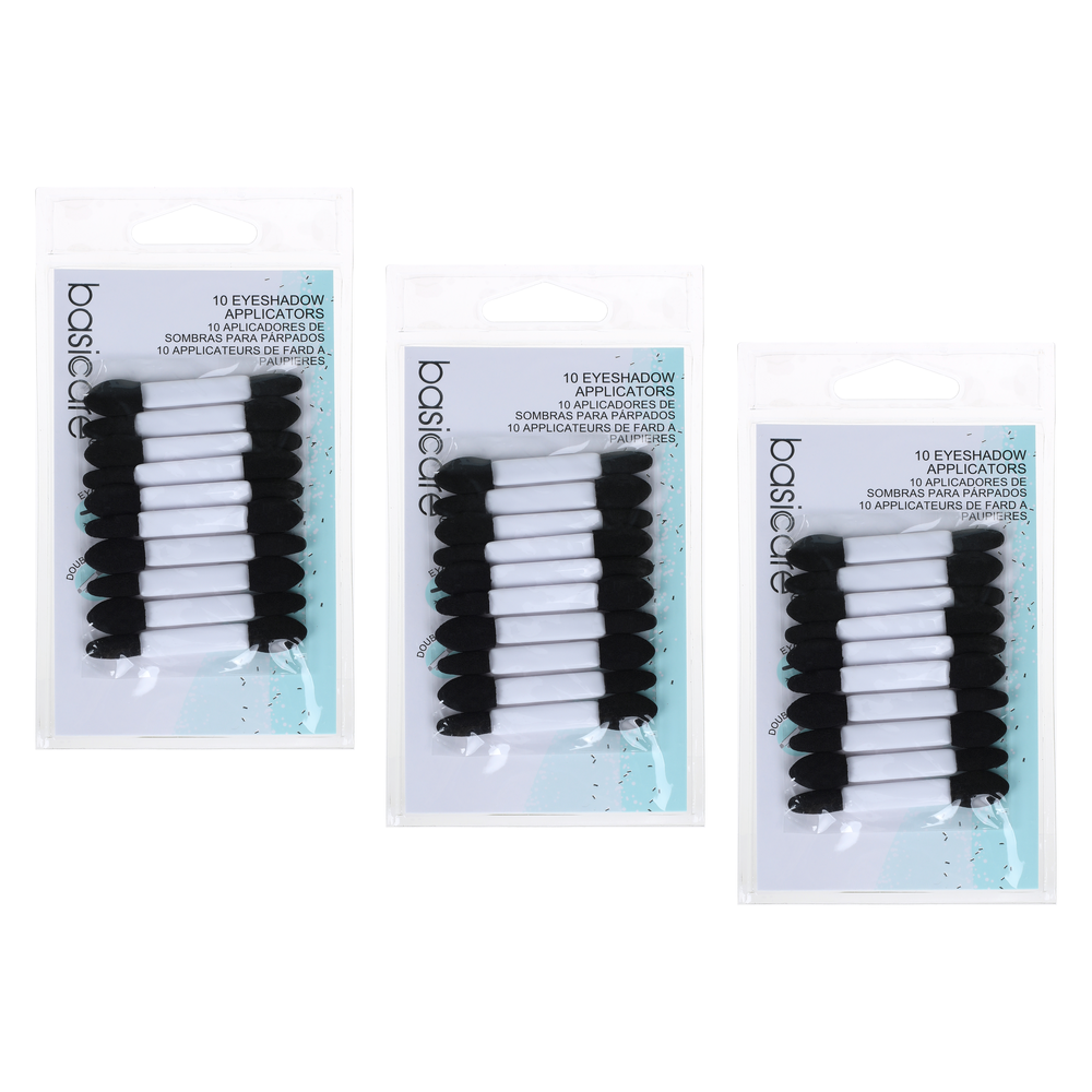 Basicare Double Ended Washable Eyeshadow Applicators 10pcs Bundle of 3