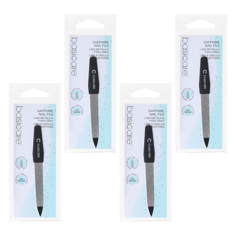 Basicare Sapphire Nail File 4 Pack Double Sided Professional Nail Care