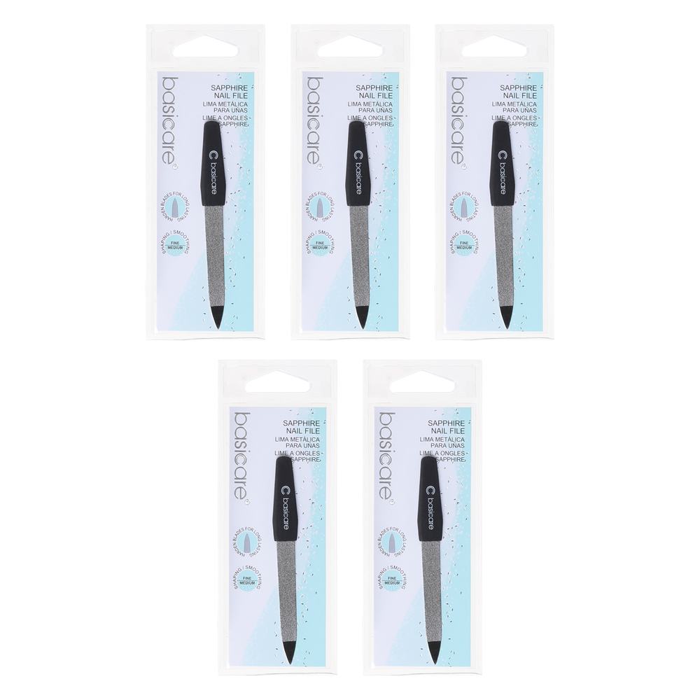 Basicare Sapphire Nail File 5 Pack Double Sided Professional Nail Care