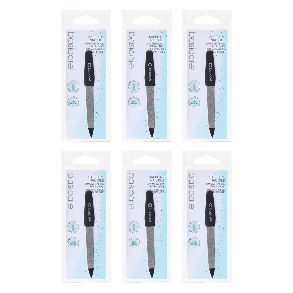 Basicare Sapphire Nail File 6 Pack Double Sided Professional Nail Care