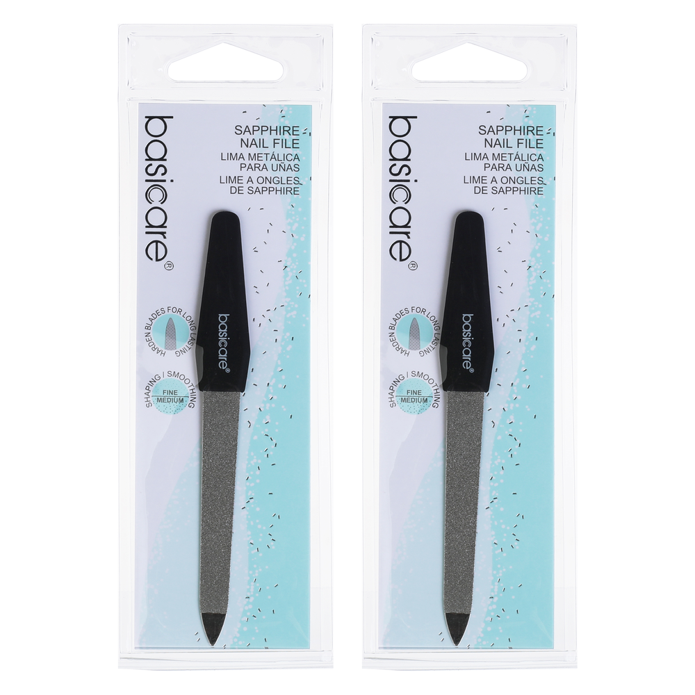 Basicare Sapphire Nail File 11.5cm Double Sided Professional Nail File x2