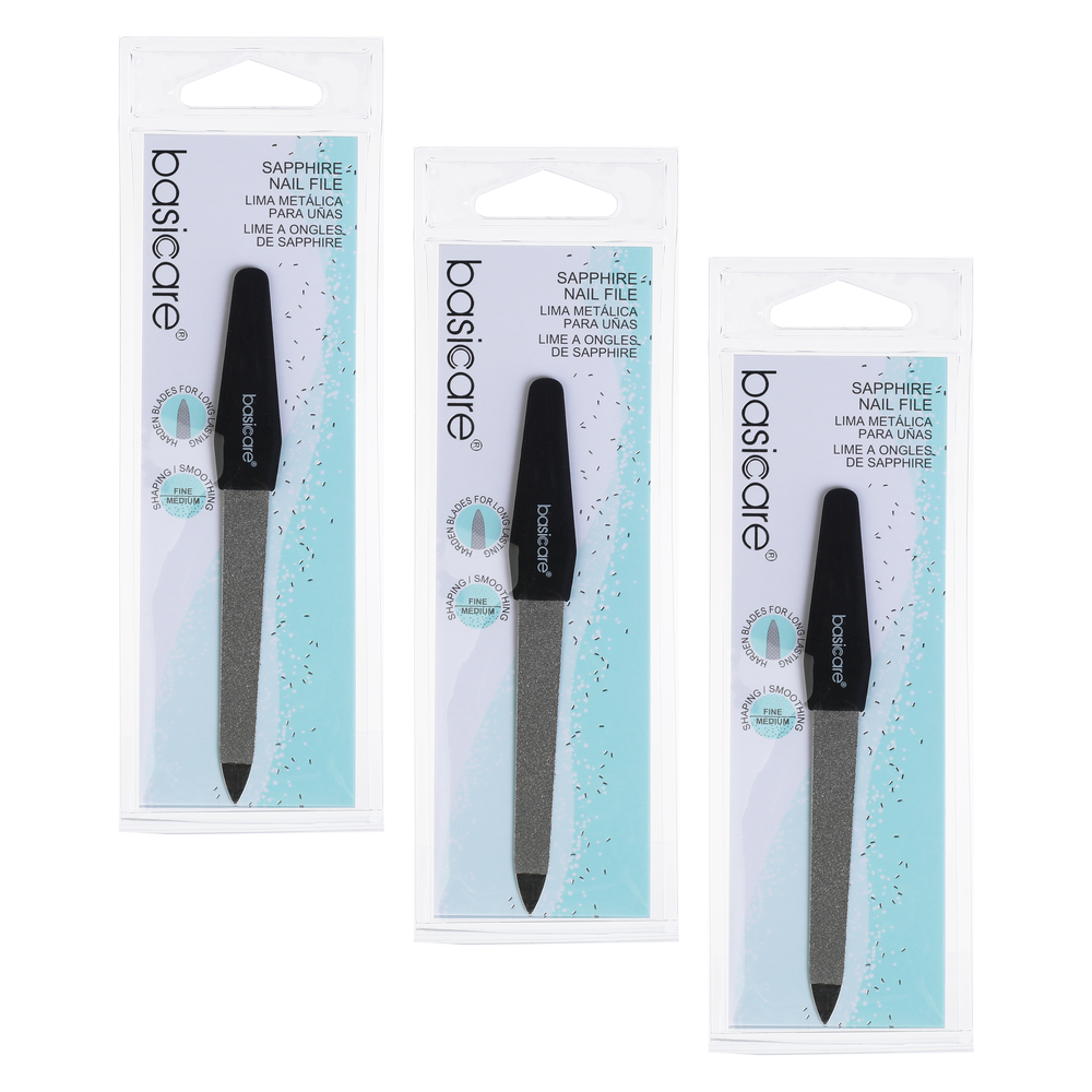 Basicare Sapphire Nail File 11 5cm Double Sided Bundle of 3