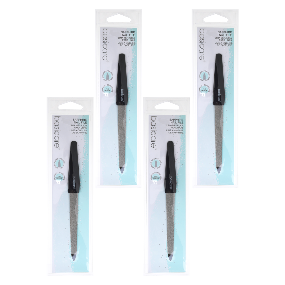 Basicare Sapphire Nail File 15cm Double Sided Professional 4 Pack