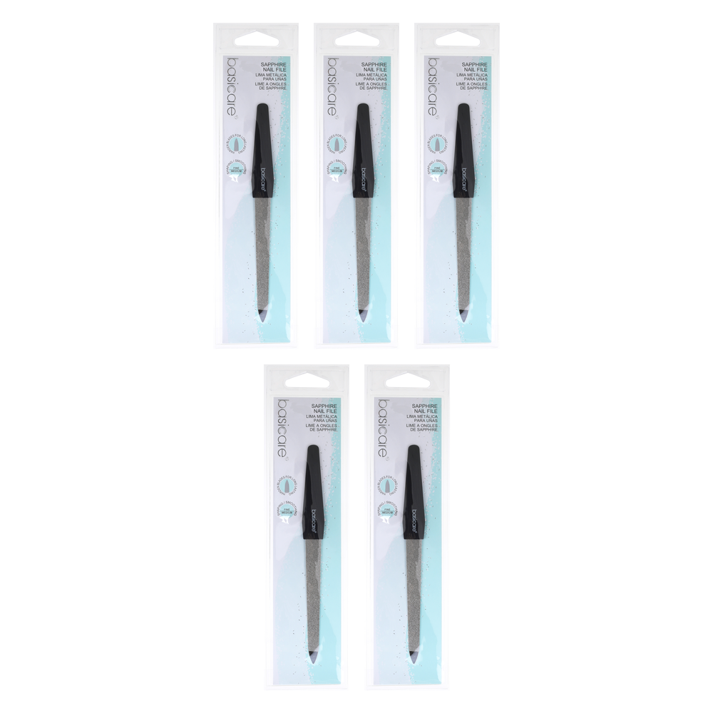 Basicare Sapphire Nail File 15cm Bundle of 5 Double Sided Professional