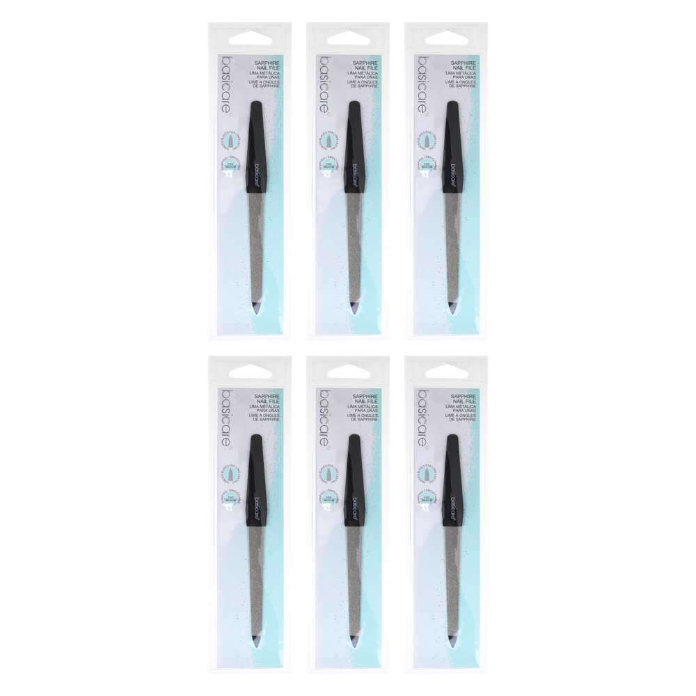 Basicare Sapphire Nail File 15cm Double Sided Bundle of 6 Nail Care Tool