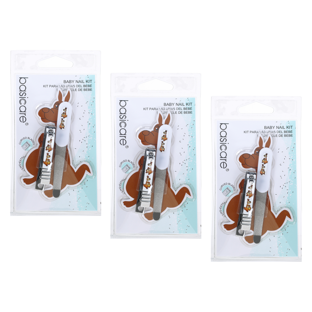 Basicare Baby Nail Kit 3 Pack Safe Clippers and File Infant Nail Care