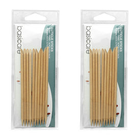 Basicare Cuticle Sticks 10 Pack 115mm Dual Ended Wooden Manicure Tools x 2