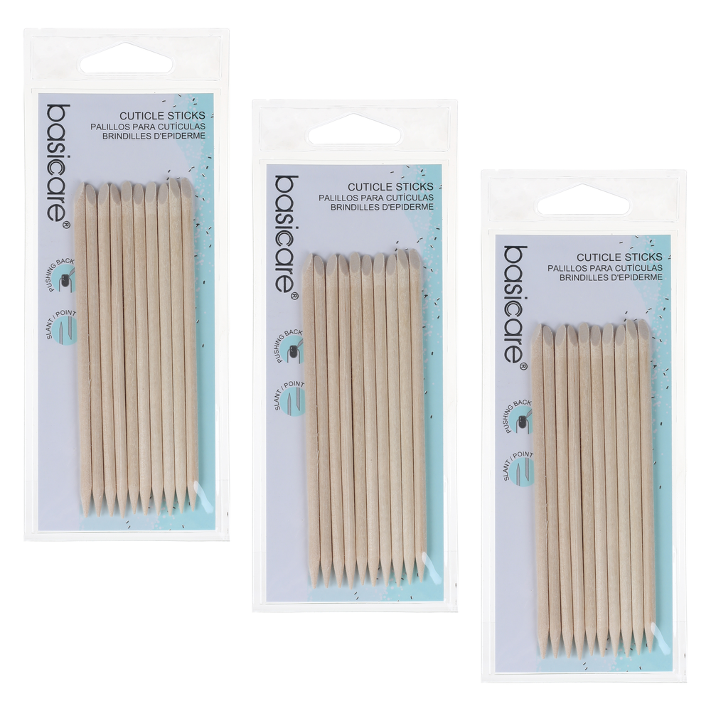 Basicare Dual Ended Wooden Cuticle Sticks 3 Pack 115mm