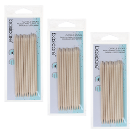 Basicare Dual Ended Wooden Cuticle Sticks 3 Pack 115mm