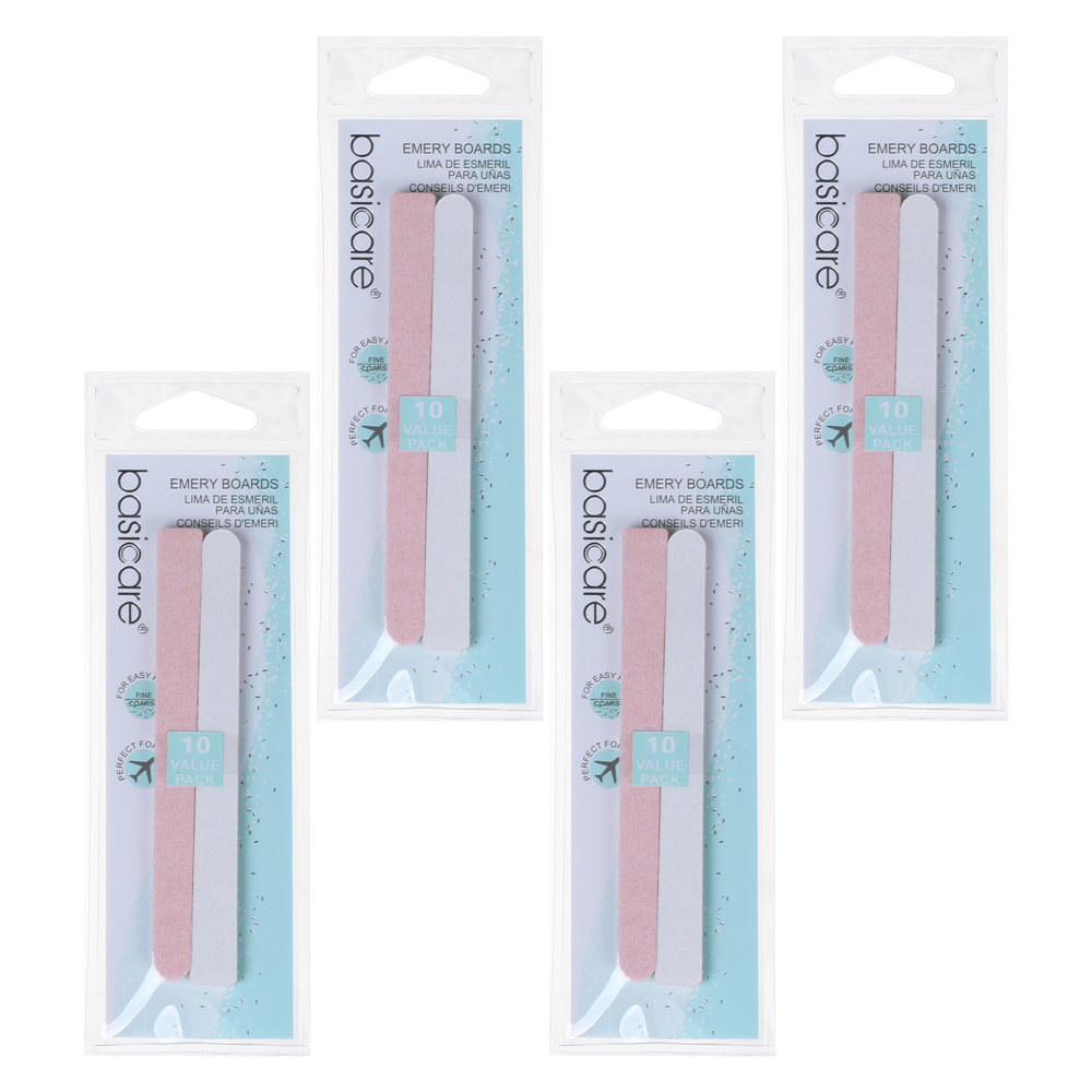 Basicare Emery Boards 10 Pack Bundle of 4 115mm Double Sided Nail Files
