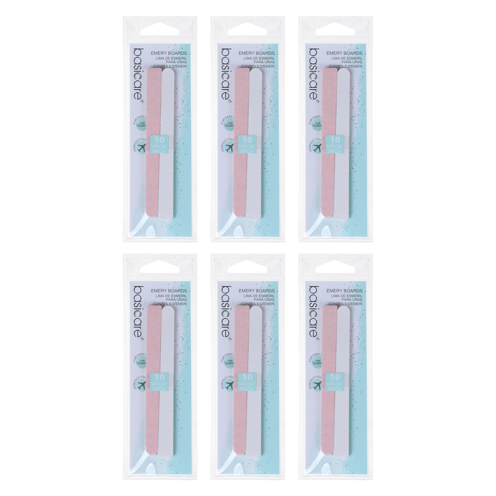 Basicare Emery Boards 115mm Double Sided Nail Files Pack of 6