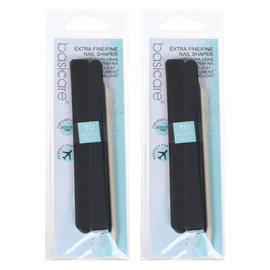 Basicare Extra Fine Dual Sided Nail Shaper 11.5cm Manicure Pedicure 2 Pack