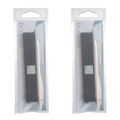 Basicare Extra Fine Dual Sided Nail Shaper 11.5cm Manicure Pedicure 2 Pack