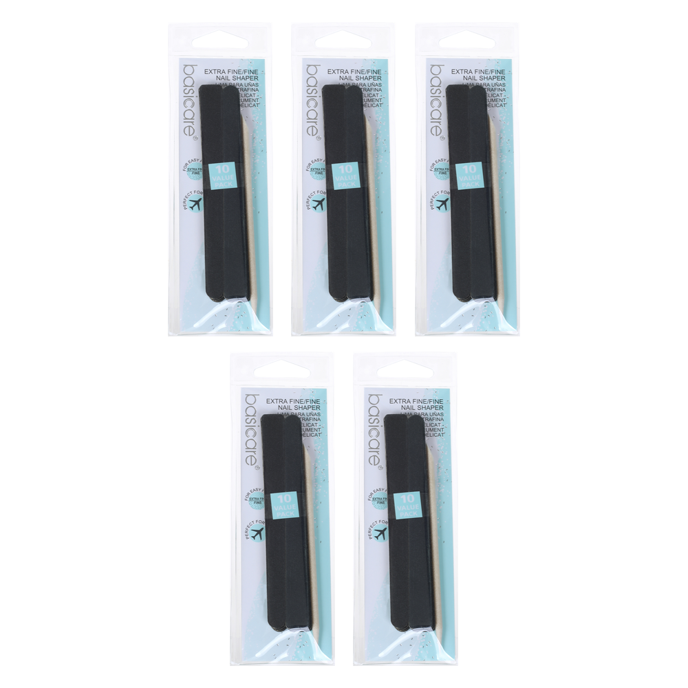 Basicare Extra Fine Nail Shaper 11.5cm Dual Sided 5 Pack