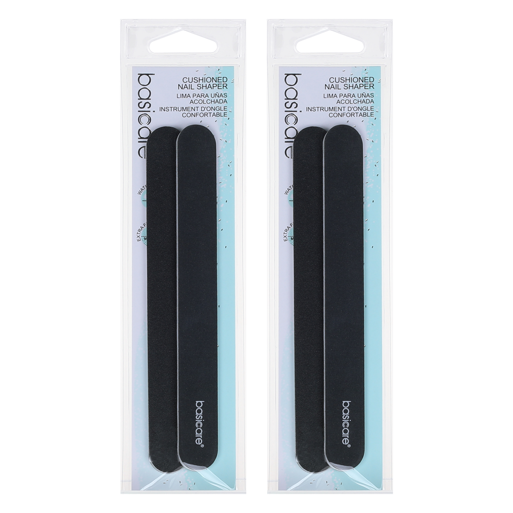 Basicare Cushioned Nail Shaper Dual Sided Medium and Fine Pack of 2
