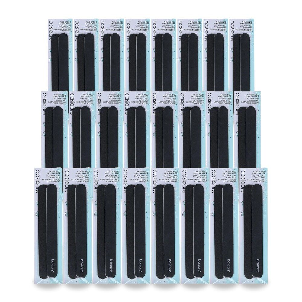 Basicare Cushioned Nail Shaper Dual Sided Medium and Fine Manicure Tool Pack of 24