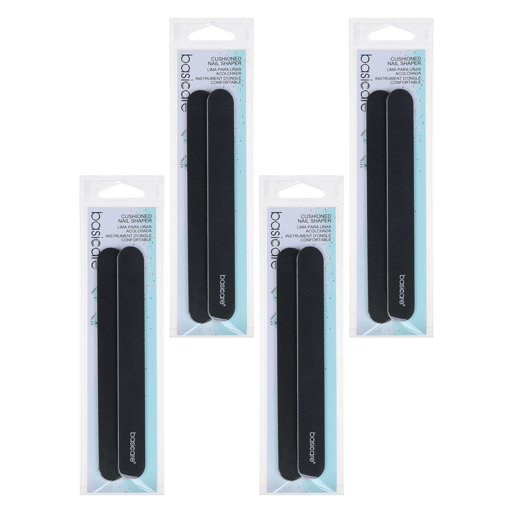 Basicare Cushioned Nail Shaper Dual Sided Medium Fine 4 Pack