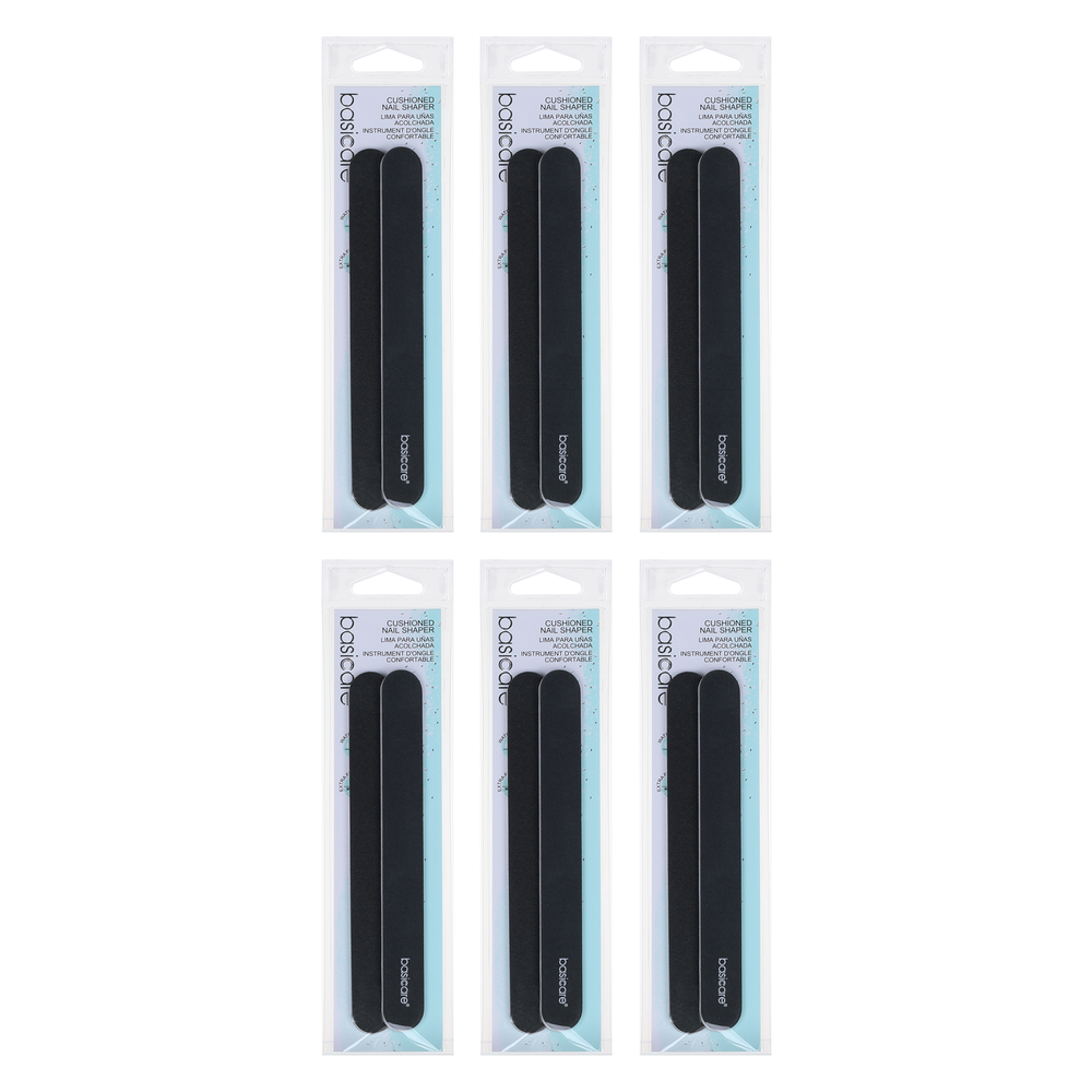 Basicare Cushioned Nail Shaper Dual Sided Medium Fine Bundle of 6