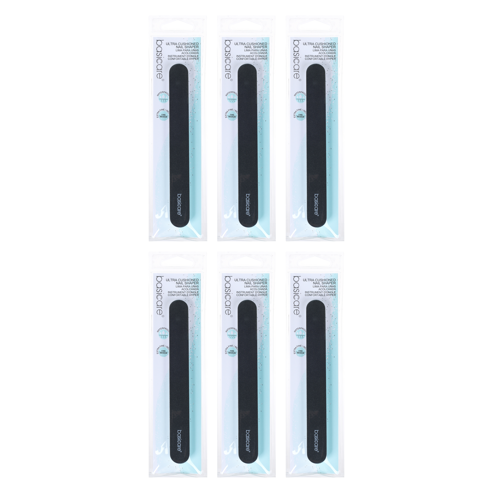 Basicare Ultra Cushioned Nail Shaper Bundle of 6 Dual Sided Medium Fine