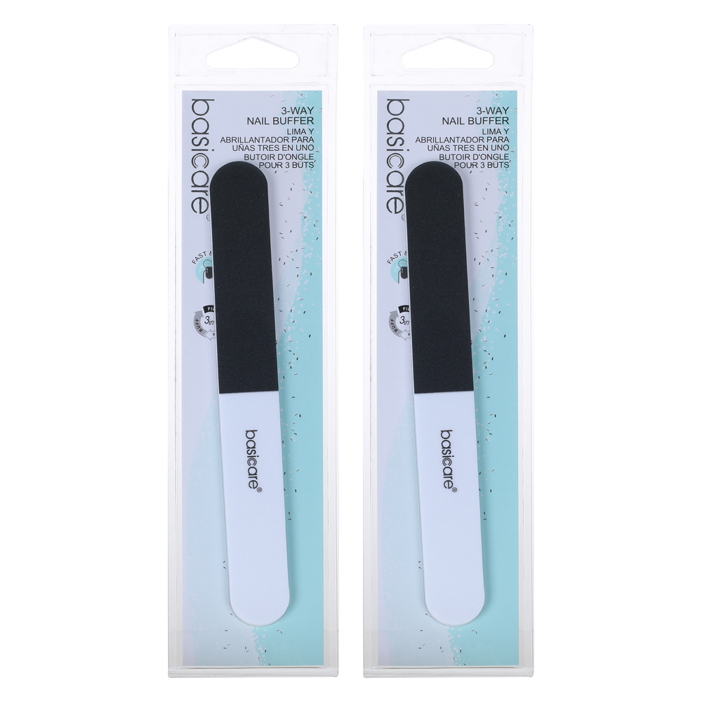 Basicare 3 Way Nail Buffer File Polish Buff Tool Professional Manicure Pack of 2