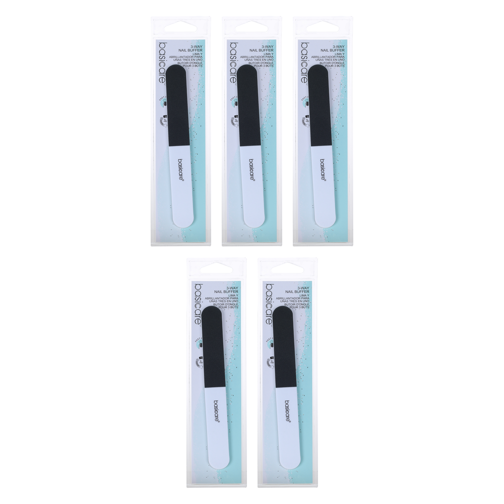 Basicare 3 Way Nail Buffer 5 Pack File Polish Buff Tool Bundle