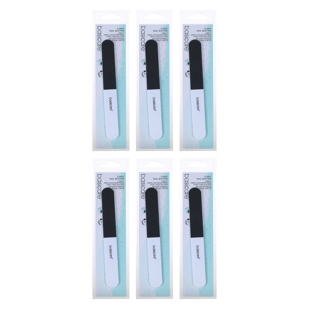 Basicare 3 Way Nail Buffer 6 Pack File Polish Buff Tool Professional