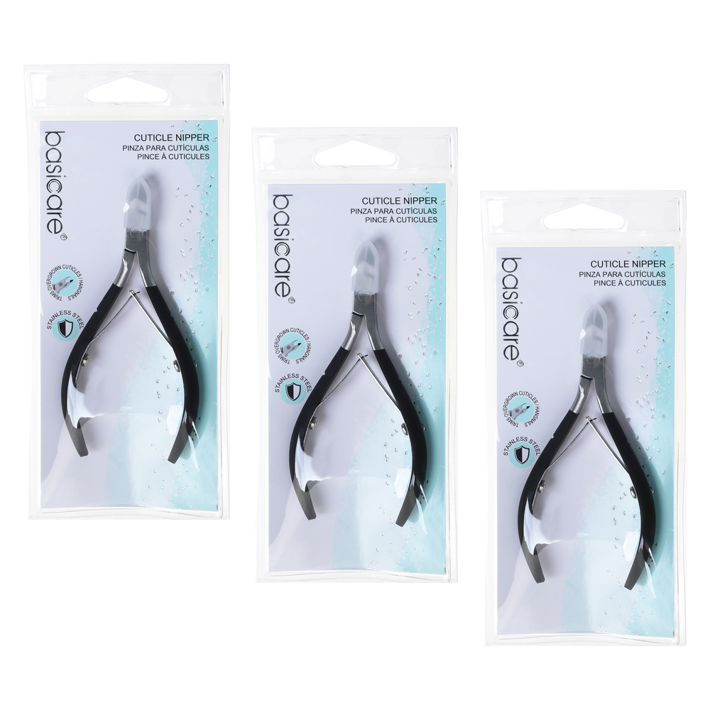 Basicare Cuticle Nipper 3.75 Inch 3 Pack Professional Manicure Tool