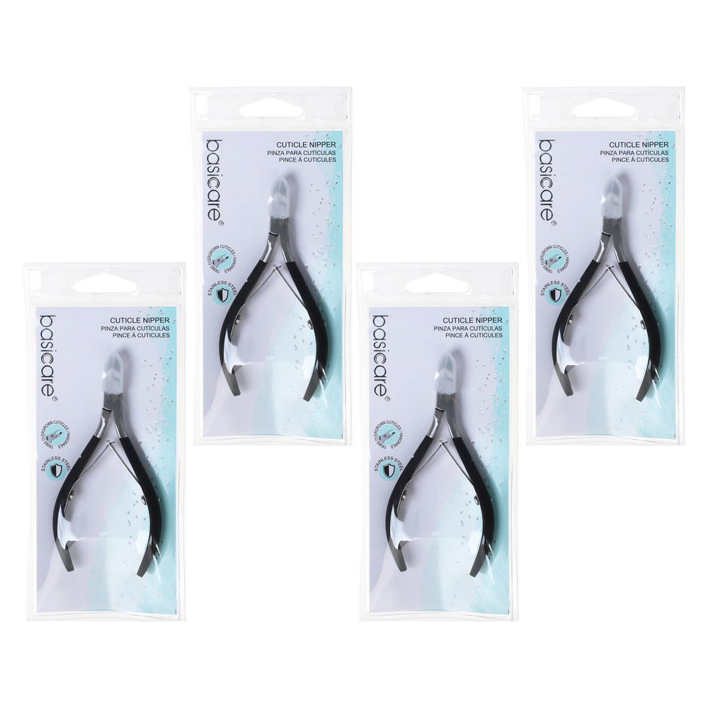 Basicare Cuticle Nipper 3.75 Inch 4 Pack Bundle Professional Manicure Tool