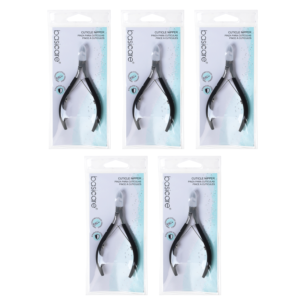 Basicare Professional Cuticle Nipper 3.75 Inch Manicure Tool Bundle of 5