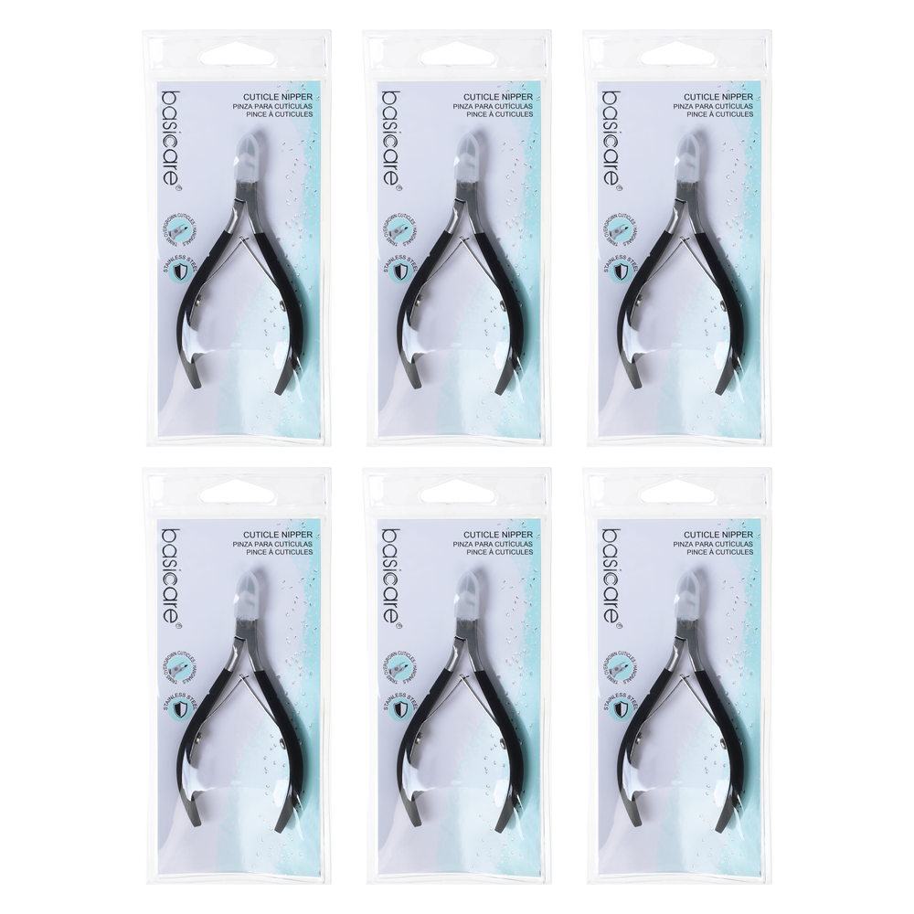 Basicare Cuticle Nipper 3.75 Inch Manicure Tool Bundle 6 Pack