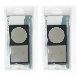 Basicare Duo Compact Mirror 2x Magnifying Folding Black Pack of 2