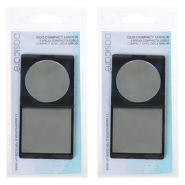 Basicare Duo Compact Mirror 2x Magnifying Folding Black Pack of 2