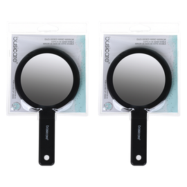 Basicare Duo Sided Hand Mirror Lightweight Travel Cosmetic Mirror 2x Magnifier x 2