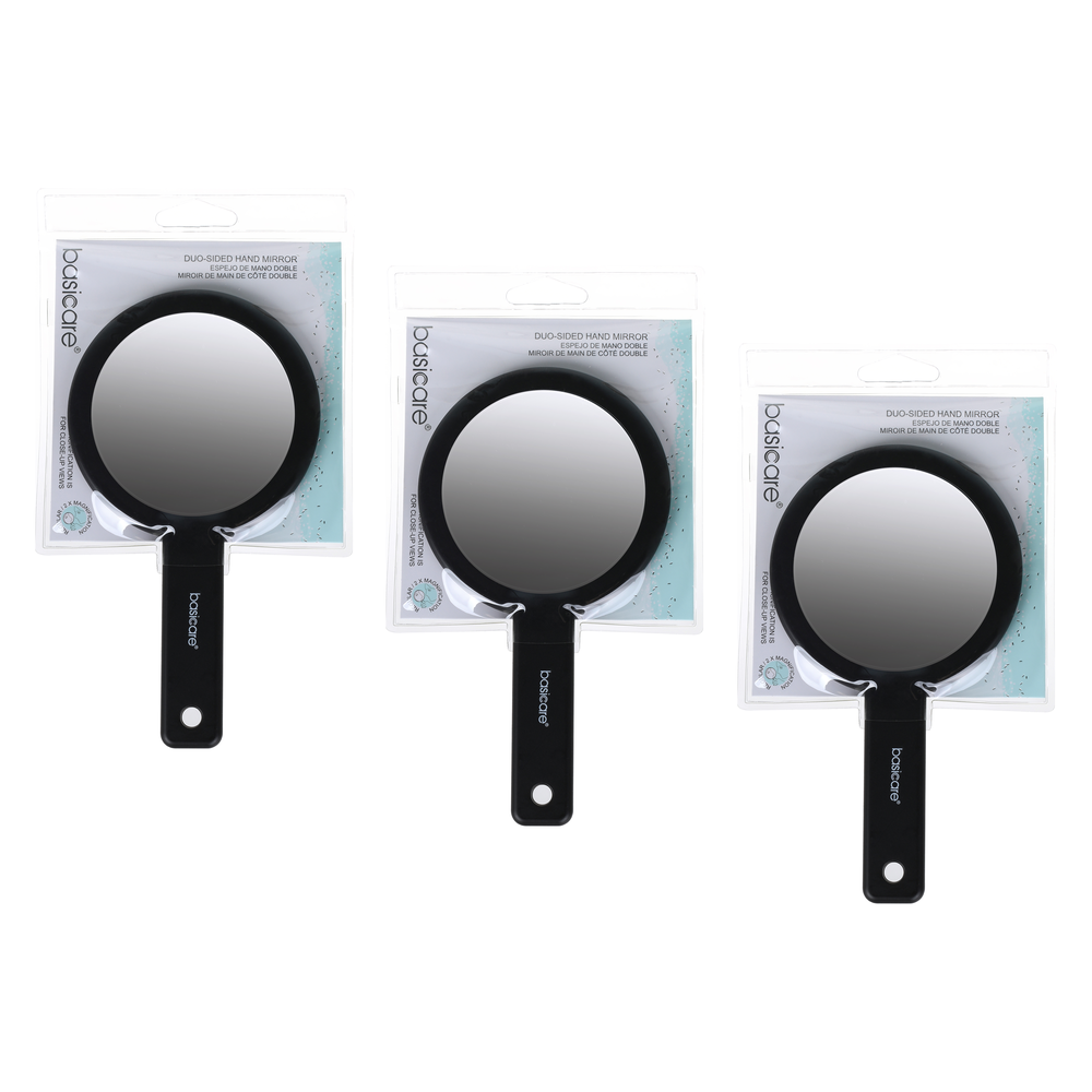 Basicare Duo Sided Hand Mirror 2x Magnifier 3 Pack Bundle