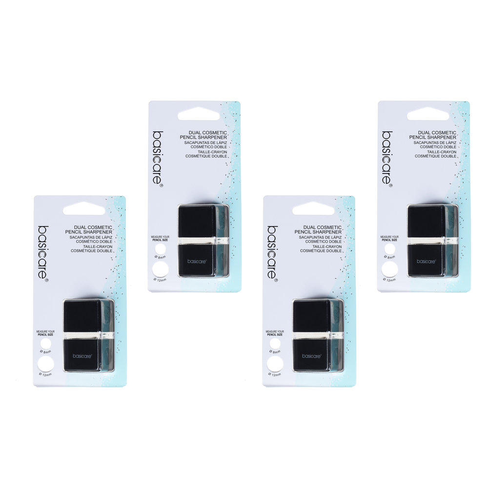 Basicare Dual Cosmetic Pencil Sharpener 4 Pack for Eye Lip Makeup Pencils