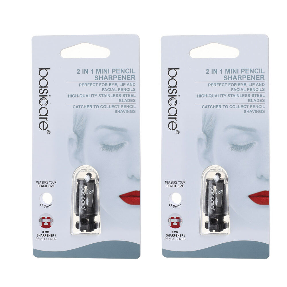 Basicare Make Up Pencil Sharpener with Bonus Grip for Precise Cosmetic Pencils x 2