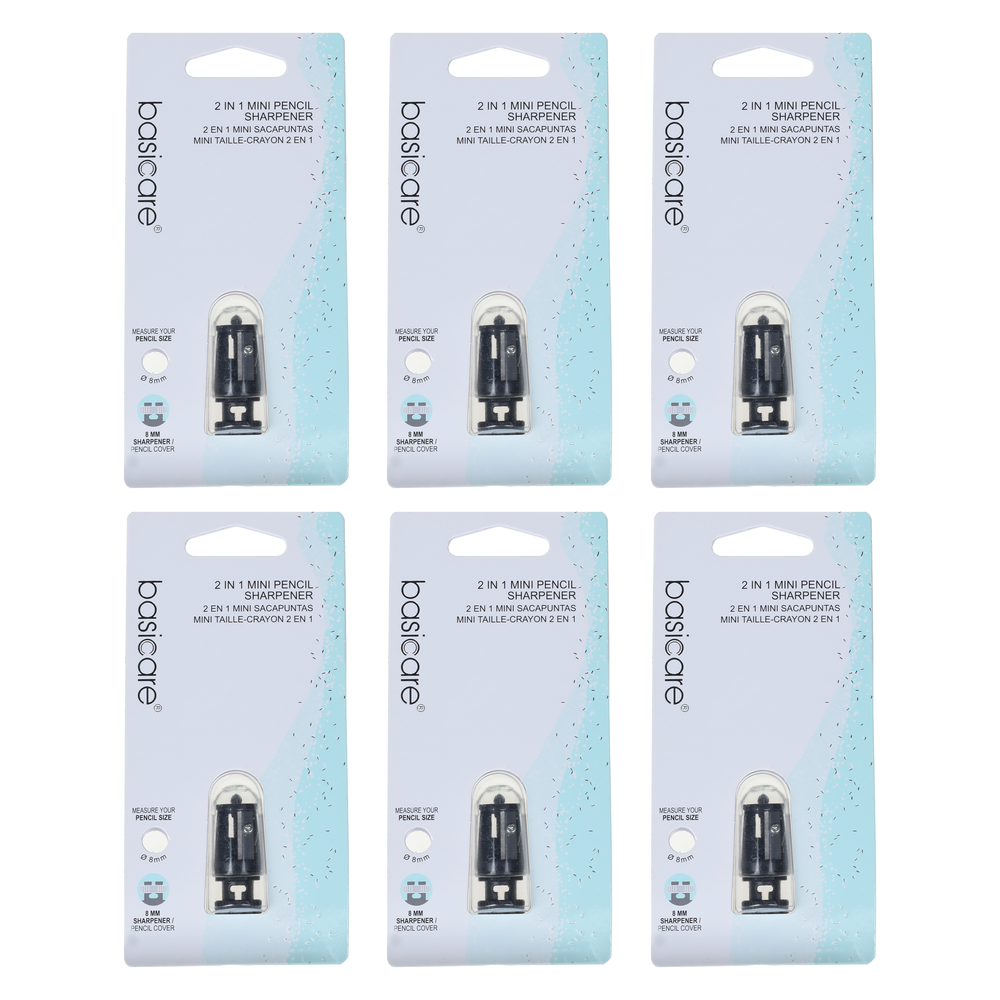 Basicare Make Up Pencil Sharpener Bundle of 6 with Bonus Pencil Grip