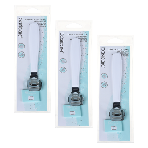 Basicare Corn and Callus Plane Foot Care Tool Bundle of 3 with 5 Spare Blades Each