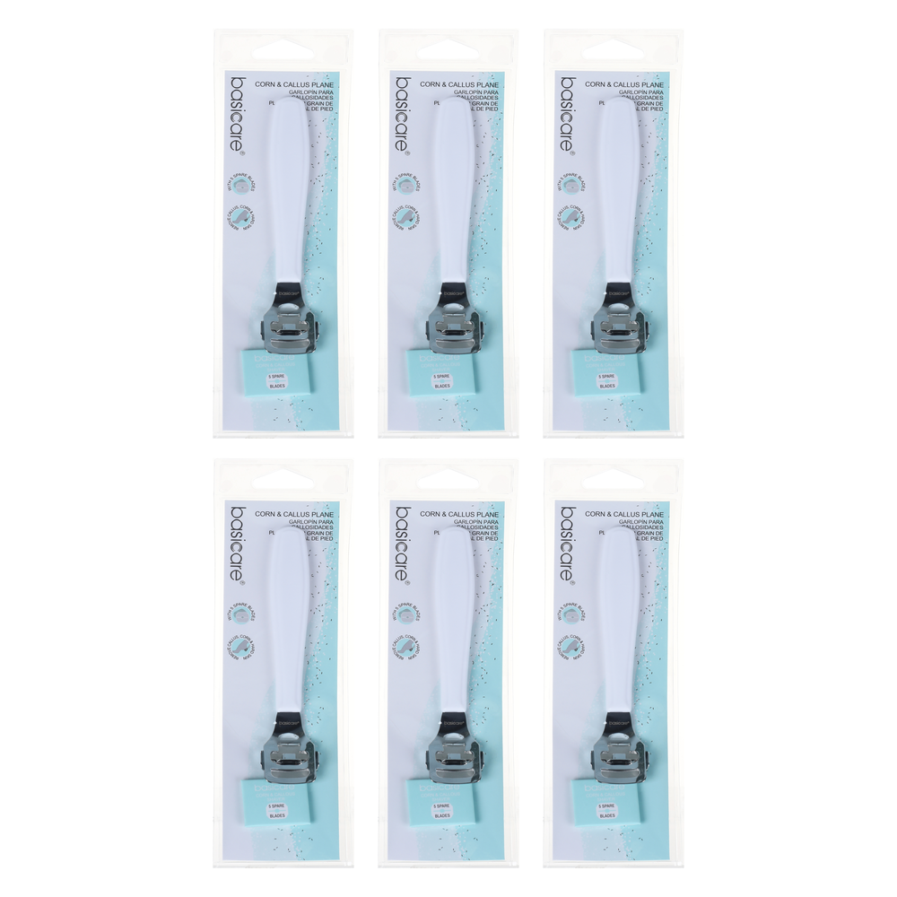 Basicare Corn and Callus Plane Foot Care Tool Bundle of 6 with 5 Spare Blades