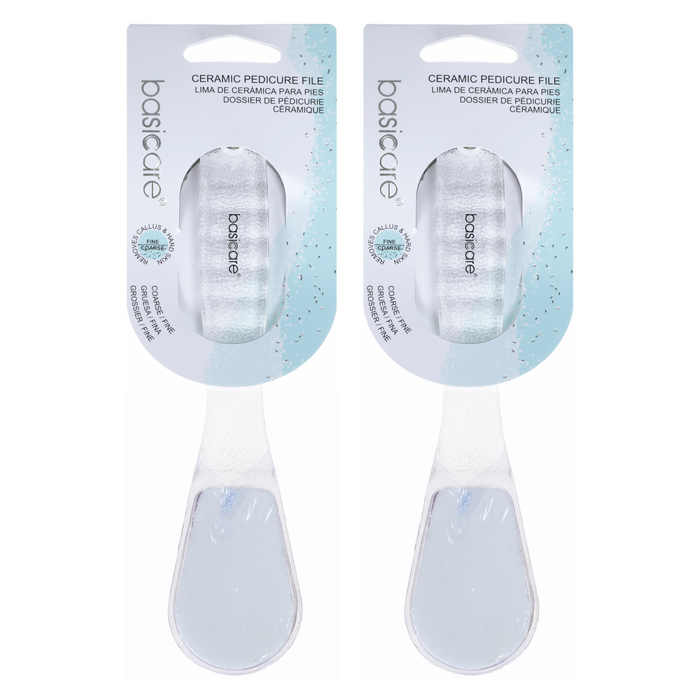 Basicare Ceramic Pedicure File Double Sided Coarse and Fine Foot Care x2