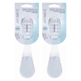 Basicare Ceramic Pedicure File Double Sided Coarse and Fine Foot Care x2