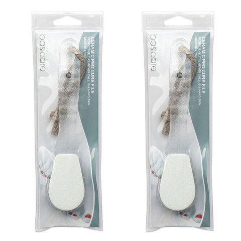 Basicare Ceramic Pedicure File Double Sided Coarse and Fine Foot Care x2