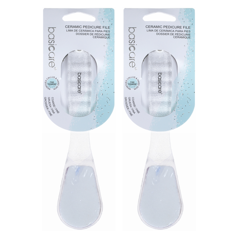 Basicare Ceramic Pedicure File Double Sided Coarse and Fine Foot Care x2