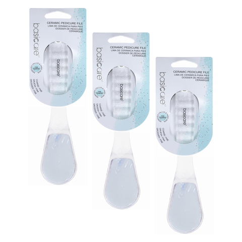 Basicare Ceramic Pedicure File Bundle 3 Pack Double Sided Coarse Fine
