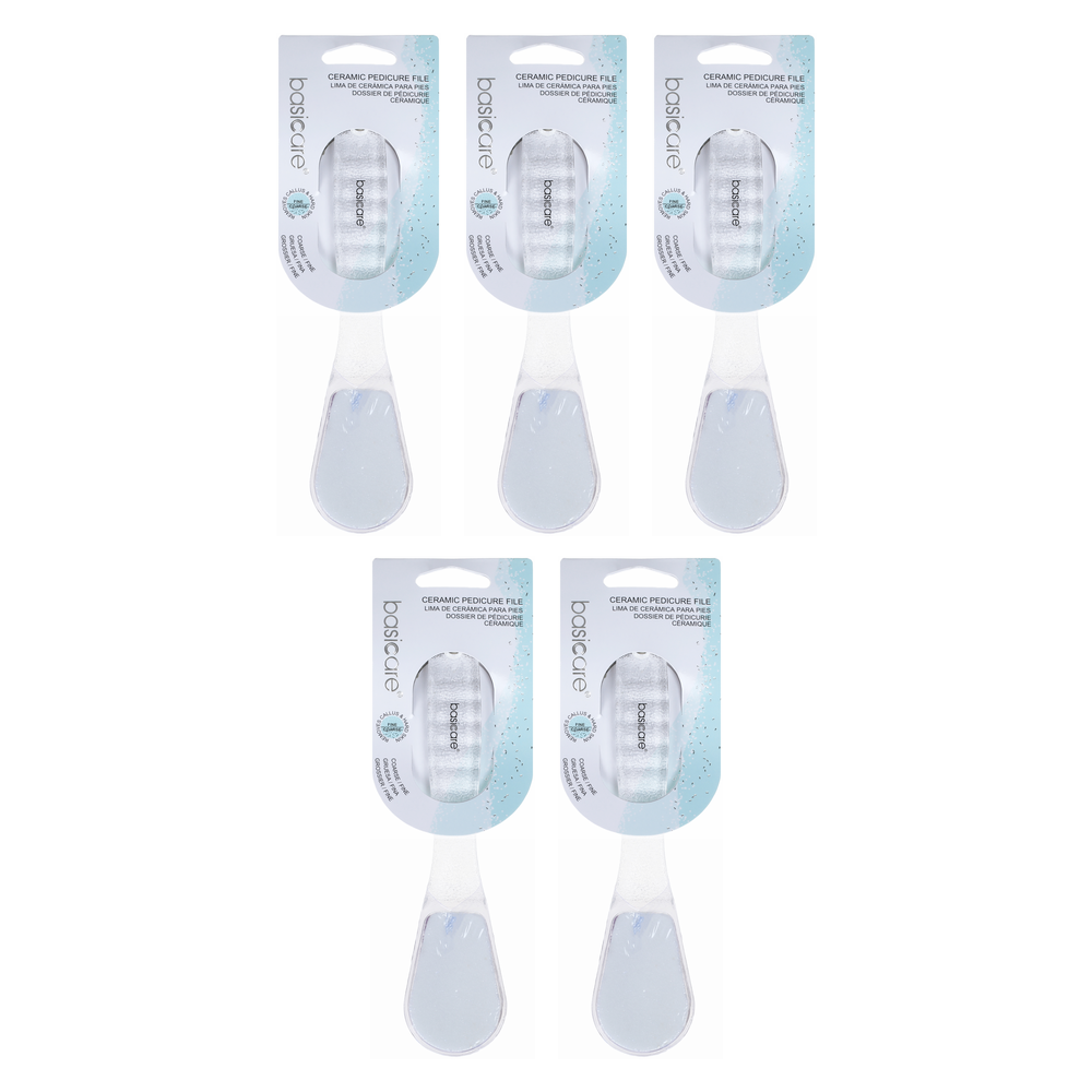 Basicare Ceramic Pedicure File Double Sided Coarse and Fine Pack of 5
