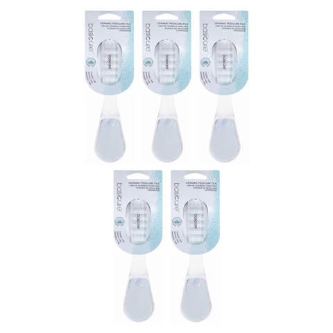 Basicare Ceramic Pedicure File Double Sided Coarse and Fine Pack of 5