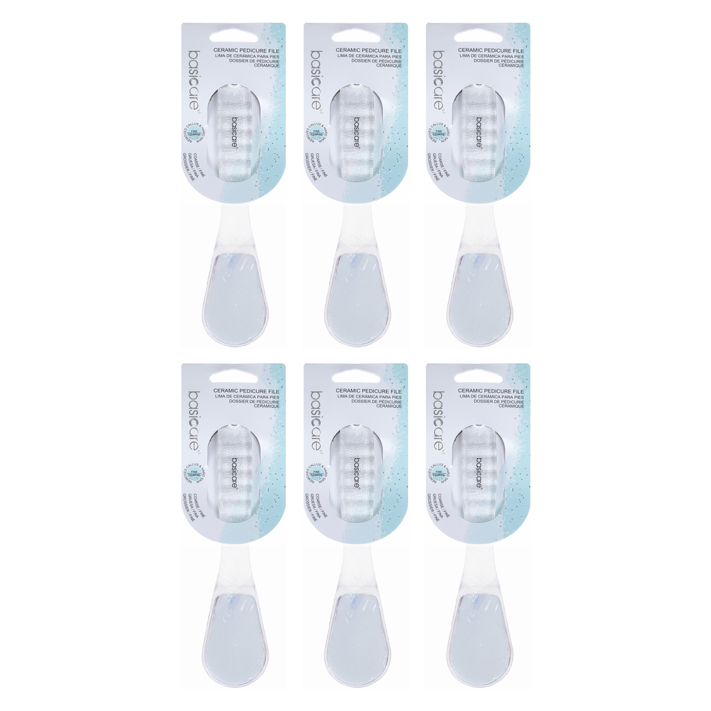 Basicare Ceramic Pedicure File Double Sided Coarse and Fine Bundle of 6