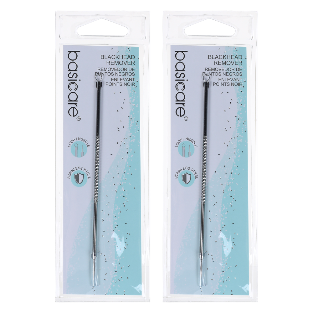 Basicare Blackhead Remover Double Ended Stainless Steel Extractor Tool 2 Pack
