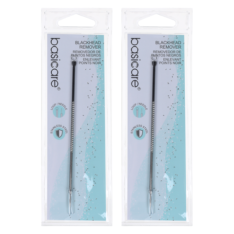 Basicare Blackhead Remover Double Ended Stainless Steel Extractor Tool 2 Pack